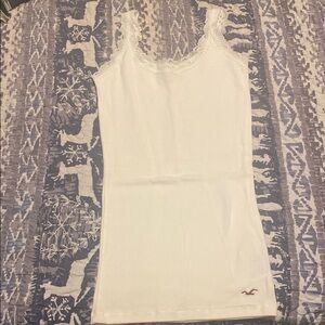 Hollister White Lace Trim Tank Top
